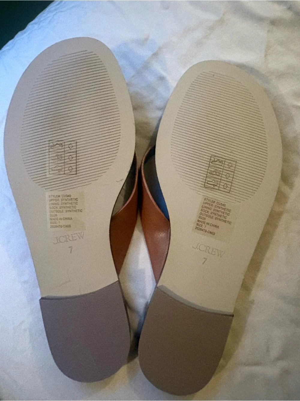 J. Crew Tan Leather Thong Sandals